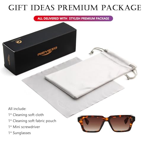 Image of AIEYEZO Rectangle Sunglasses for Men Women Fashion Square Frame Sun Glasses 90's Retro Designer Shades