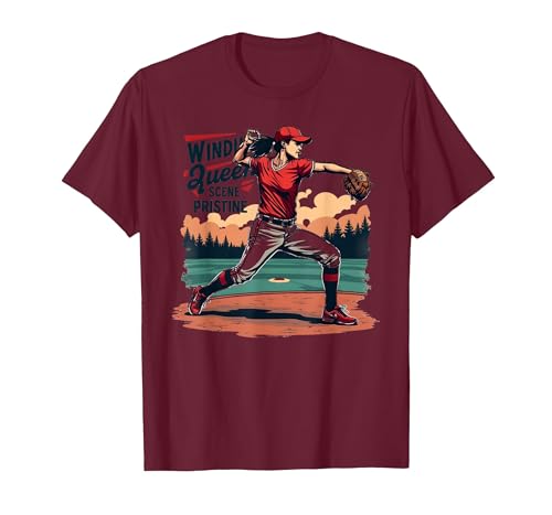 Windup Queen Baseball T-Shirt Women Men Burgundy 3X-Large