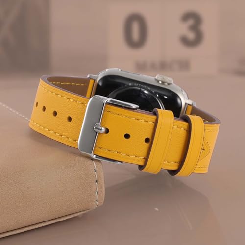 Genuine Leather Band Compatible with Apple Watch Bands for Women Men 49mm 46mm 45mm 44mm 42mm 41mm 40mm 38mm, Soft Leather Replacement Strap for iWatch Ultra/SE/Series 11 10 9 8 7 6 5 4 3 2 1
