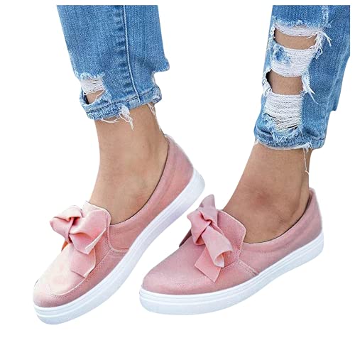 ZBYY Women's Slip On Sneakers,Fashion Sneakers Classic Flats Comfortable Walking Casual Shoes Bow Loafers