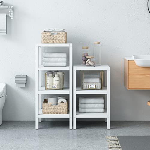 Iotxy Open Shelving Storage Rack - 3-Tier Freestanding Solid Wood Shelves Unit, Multipurpose Display Stand For Bathroom Living Room Laundry, Square Corner Rack, Bookshelf, White #TOP4
