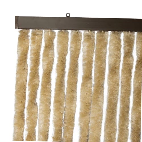 Rideau chenille beige pour protéger la cuisine des mouches