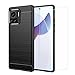 FZYM Case for Motorola Edge 30 Ultra + Screen Protector Tempered Glass Protective Film ,Black Carbon Fiber Shell Soft Silicone TPU Case Cover for Motorola Edge 30 Ultra (6.67
