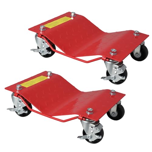 Red Car Dollies Set of 2,Car Wheel Dolly for Garage Moving Car, Vehicle Dolly Heavy Duty for Motorcycles, Disabled Units, Trucks, Dirt Bike, Trailers,
