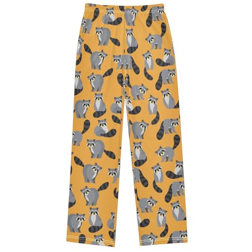 Boy's Pants Raccoon on Orange Jogger Pants Elastic Waist Long Bottoms Trousers with Pockets 6-14 Years