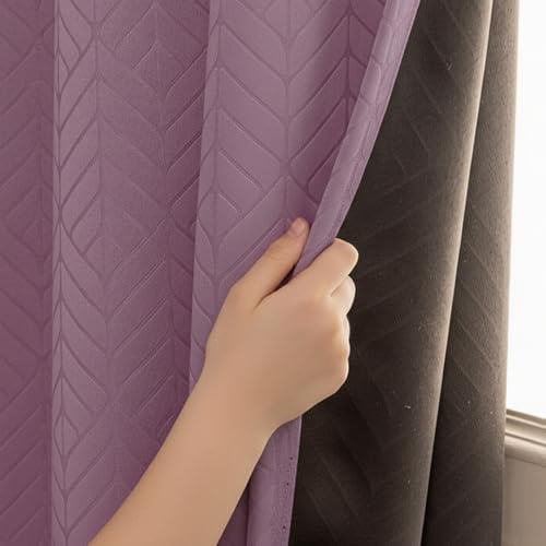 Image of HOMEMONDE 100% True Blackout Curtains 10 Feet Long Door - One Piece Curtain, Embossed Panels Light Block Thermal Insulated & Noise Reducing Top Style Rod Pocket Curtains (Lilac, 120Inch)