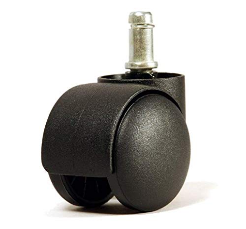 Image of Heavy Duty Nylon PIN Twin Caster (Wheels) Suitable for All Office Chairs /REVOLVING Chair (Black) - Set of 5