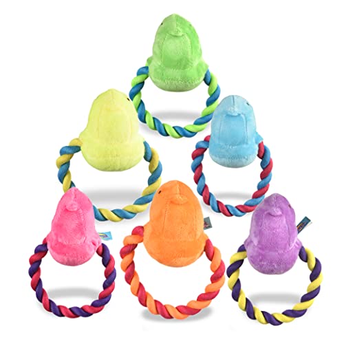 Peeps for Pets 6' Chick Rope Ring Pull - Includes ONE Rope Toy in Assorted Color | Chick Toy for Dog Easter Baskets with Squeaker
