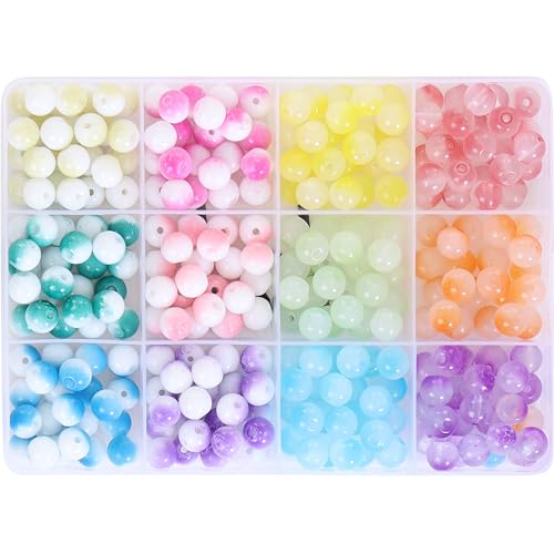 Image of Ambitieux DIY Bracelet Making Kit for Girls - 12 Types Colorful Beads with Charms, Elastic Thread, Earrings, Clasps & Rings - Jewellery Craft Kit for Kids, Birthday Return Gift, Rakhi Special Set for 2 3 4 5 6 7 8 9 10 years (Half milky jelly)