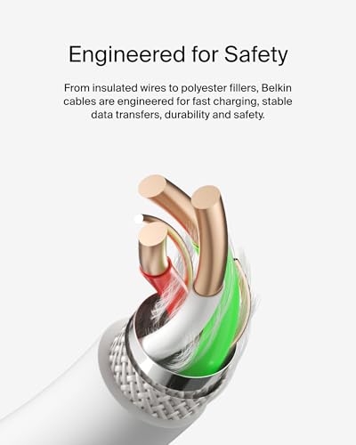 Belkin BoostCharge USB C charger cable, USB-C to USB-A cable, USB type C charging cable for iPhone 16, 15, Samsung Galaxy S24, S23, Google Pixel, iPad Pro, Nintendo Switch and more - 1m, White - Image 6