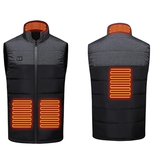 LIUHD Heated Vest for Men Women,Warm Heating Clothes 4 Heating Zones Lightweight Electric Heating Jacket for Hunting,Black,3XL(Bust:122CM)