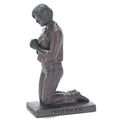 Dicksons Oh Lord I Wait Praying Woman 5 inch Gray Resin Stone Table Top Figurine