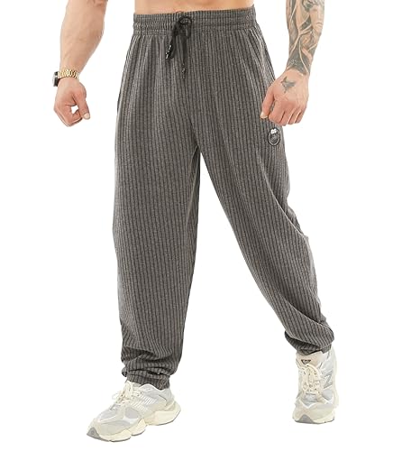 BIG SAM SPORTSWEAR COMPANY Pantalones Deportivos de algodón de Ajuste Holgado con Bolsillos, Pantalones de Estilo de Vida para Las Cuatro Estaciones, Antracita, Small