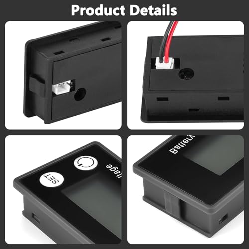 HUAZIZ 1Pcs Batterie Messgerät mit Alarm für Temperatur 12V-84V, Batteriekapazität Tester, Farbbildschirm, 8-100V LCD Digital Spannungsmeter für Batterie-Anzeigelanzmesser