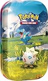 Pokémon-Sammelkartenspiel: Mini-Tin-Box Mega-Entwicklung – Erhabene Helden: Togepi und Karnimani (1 Stickerbogen, 1 Pokémon-Bildkarte und 2 Boosterpacks)