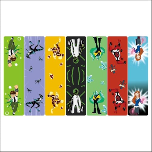 Image of Zesta Magnetic Bookmark Set of 7 | Aesthetic Book Mark for Reading | Cute Anime Bookmarks for Kids, Students | Book Accessories for Novels, Gifts for Readers(Ben10 Magnetic Bookmarks, 15X4 Cms)