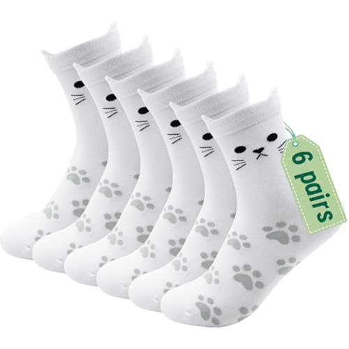 Image of Fashion Cotton Crew Cats Socks Funny Novelty Casual Cute Colored Cat Ears Socks Birthday Gifts for Women