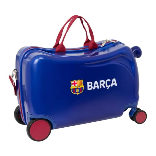 SAFTA | Trolley Infantil FC Barcelona 1ª Equipación 26/27, Maleta Infantil con Ruedas Giro Multidireccional, ABS+PC Azul, Interior Forrado con Separador y Bolsillo Cremallera, Medidas 44x21x27 cm