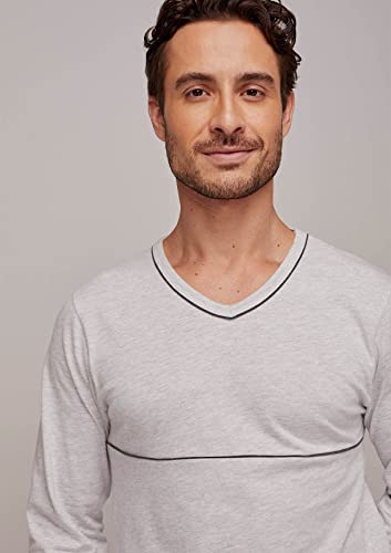 Pijama Masculino Longo Com Decote V Cinza G