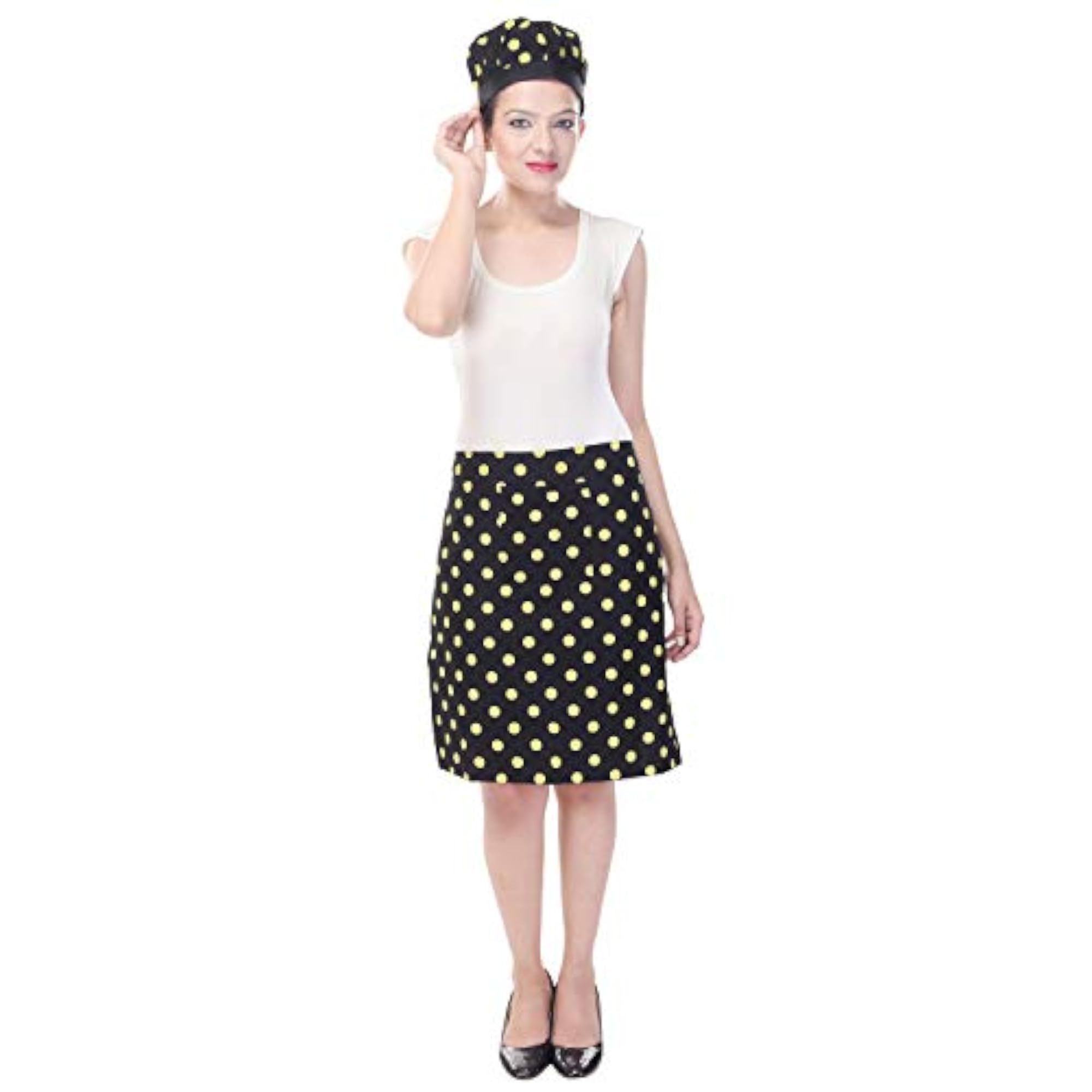Polka Prints Waterproof Cotton Apron, Free Size