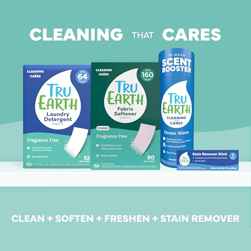 Image of Tru Earth Fabric Softener Sheets | Original Eco-Strip Liquidless Detergent for Travel | 50 Sheets | Fragrance-Free
