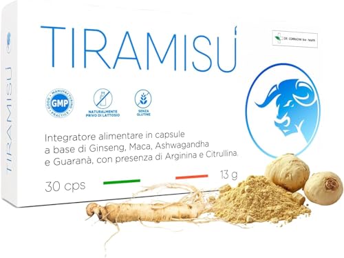 Dr. Corradini Tiramisù Integratore Uomo per Vigore con Maca Peruviana, Arginina, Citrullina, Ashwagandha, Caffeina, Ginseng - Made in Italy, 30 Giorni di Fornitura