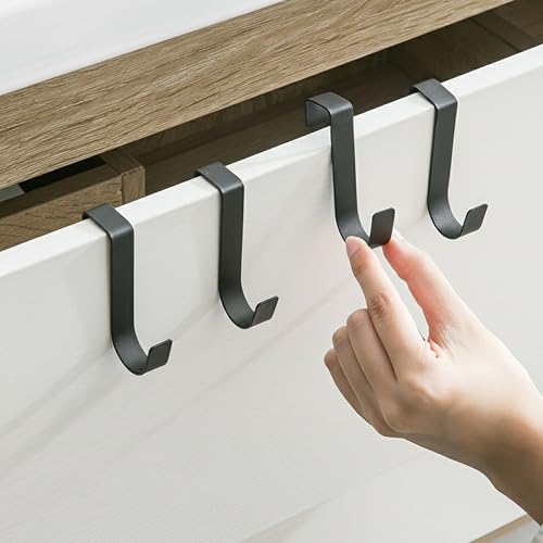 daqoupzi 5 Stück türhaken+ 10 Stück Filzgleiter,türhaken zum schwarz einhängen,kleiderhaken/handtuchhalter tür,innenseite,türgarderobe zum einhängen