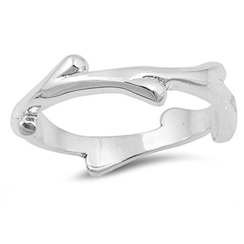High Polish Tree Branch Stackable Fashion Ring Sterling Silver Band Size 9