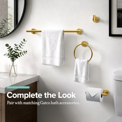 Image of Gatco 4230 Latitude II 24-Inch Towel Bar, Wall Mounted Bathroom Towel Holder, Brushed Brass
