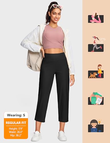 Image of ISEEGZ 15 inch / 18 inch / 21 inch / 25 inch Capri Pants for Women High Waist with Pockets Women's Capris Workout Yoga Pants Loose Straight Leg