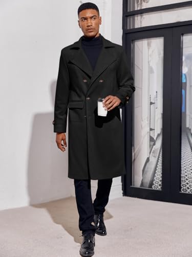 MNCEGEER Men's Trench Coat Notch Lapel Double Breasted Casual Cotton Blend Peacoat3