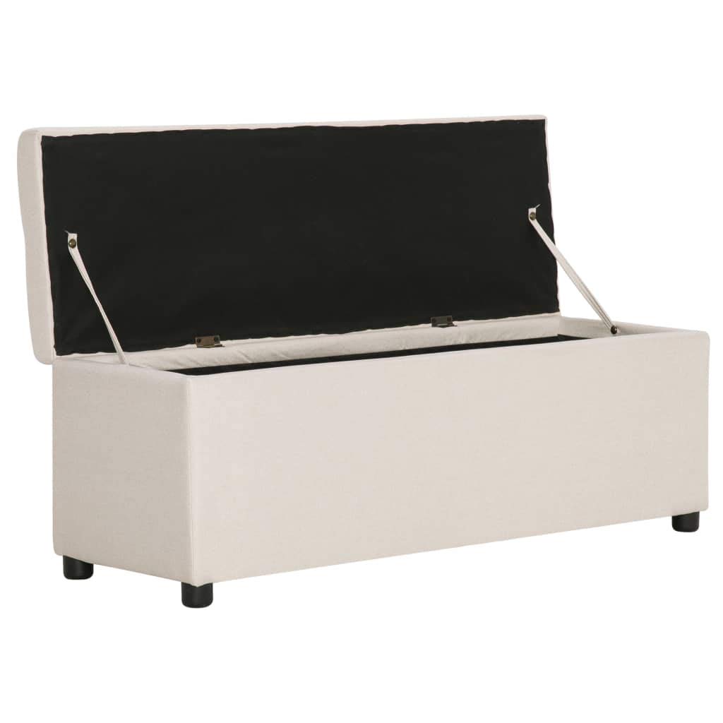 vidaXL Banco Almacenaje Tapizado Poliéster Arcón Cojín Asiento Acolchado Caja Almacenamiento Interior Dormitorio Entrada Baúl Puf Zapatero Color Crema