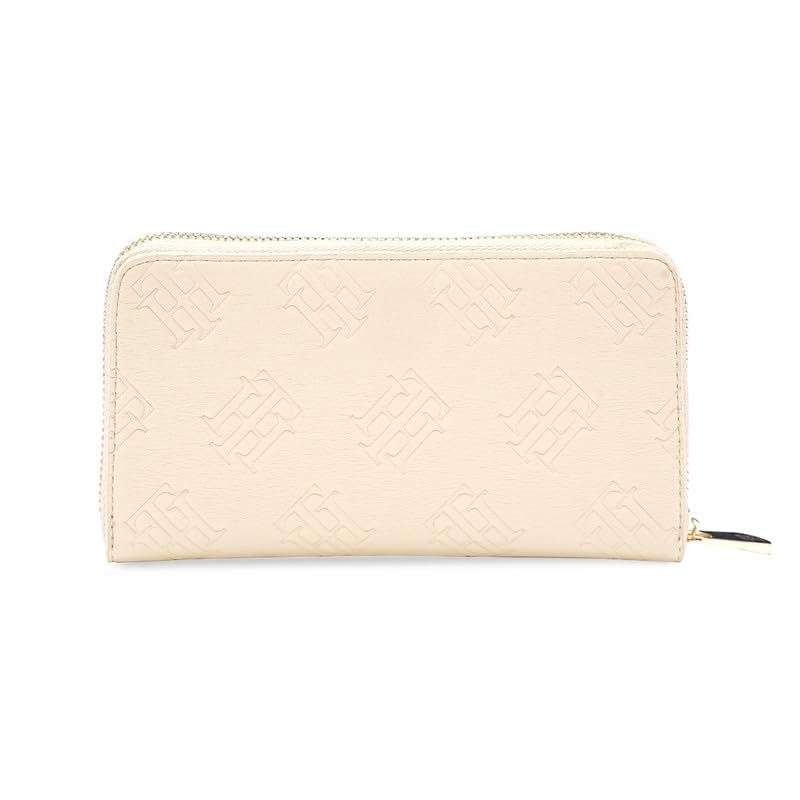 Image of Tommy Hilfiger Women's Zip Around Wallet Monique - Yellow | Embossed Premium PU | | No. of Compartment - 3 | Stylish Clutch for Women