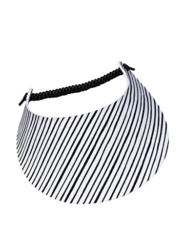 Pickleball - Fashion Fabric Foam Sun Visor For Women - The Sporty Look - Adjustable To Any Size Head - No Pressure & No Headache! | Black & White Diagnoal #TOP10