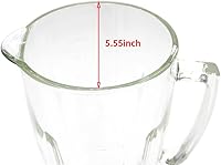Vista 3 de Anbige Piezas de repuesto Frasco de vidrio de 6 tazas con cuchilla, junta, base, tapa, compatible con licuadoras Oster