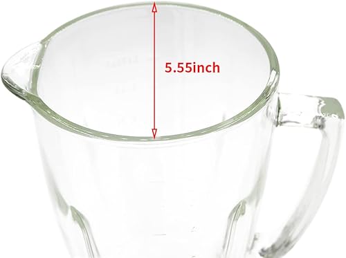 Miniatura 3 de Anbige Piezas de repuesto Frasco de vidrio de 6 tazas con cuchilla, junta, base, tapa, compatible con licuadoras Oster