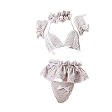 Jilneed Lolita Cute Maid Lingerie Set for Women for Sex Anime Cosplay Costume Lace Bikini Outfit (Brown, Medium)