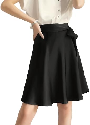 DAISYSILK 100% Mulberry Silk Short Skirt for Women 22 Momme Satin Bias Cut Mini Skirt Lightweight Summer Skirt