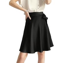 DAISYSILK 100% Mulberry Silk Short Skirt for Women 22 Momme Satin Bias Cut Mini Skirt Lightweight Summer Skirt