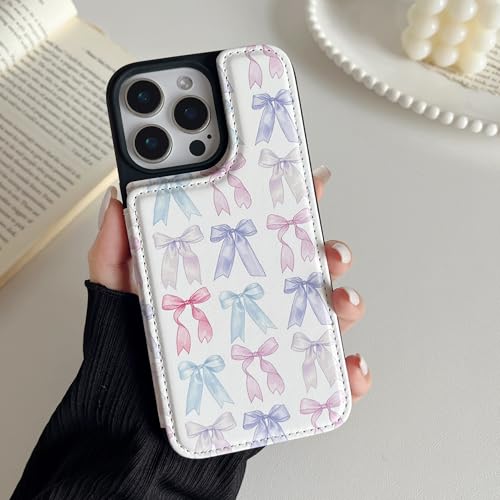 ZCDAYE for iPhone 16 Pro Wallet Case with Card Holders,PU Leather Double Magnetic Clasp Kickstand Trendy Girly Women Case for iPhone 16 Pro,Bow by ZCDAYE - Image 8