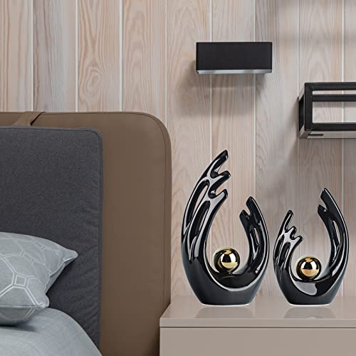 9.5"H Black Aesthetic Room Decor Accent, Tv Stand Funky Table Centerpiece Black, Abstract Art Ceramic Statue And Sculpture, Black Decor For Living Room, Bookshelf Decorative Objects, Shelf Decor #TOP5