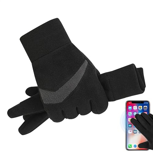 Guantes de invierno para hombre, guantes térmicos para pantalla táctil, guantes cálidos de forro polar, antideslizantes, resistentes al viento, guantes aislados suaves para conducir y correr