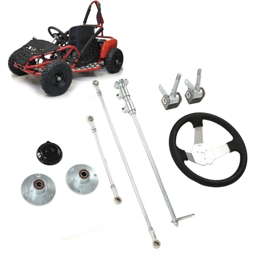 Yctze Go-Kart-Lenkrad-Set, Go-Kart-Lenkrad-Set, Metall, Go-Kart-Lenkrad-Set, 300 mm Spurstangen-Zahnstangenwellen-Set für 100 cm³, 125 cm³, 140 cm³, 150 cm³ Go-Kart