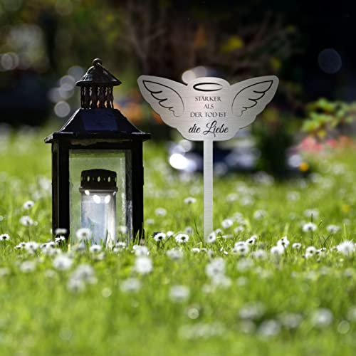 Grabstecker Herz mit Pfote aus Edelstahl mit Trauer Spruch oder Namen | Grabschmuck Hund o. Katze - persönliche Grab Deko für Tiere | wetterfest & personalisierbar für EIN Tiergrab o. Garten