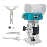 1/4' Cordless Compact Wood Router for Makita 18V Battery (NO BATTERY), 5 Variable Speeds Fixed Base Palm Plunge Router for Woodworking, DIY, Brushless Motor (Blue)
