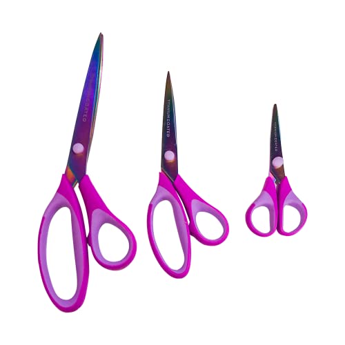 Kit Com 3 Tesouras De Titanium Titânio Corte Preciso para Tecidos Papel Costura Patchwork