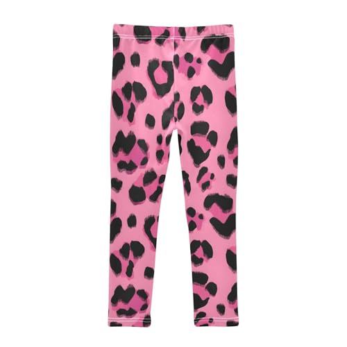 Pink Cheetah Leopard Texture Girls Leggings Soft Stretch Workout Yoga Dance Pants for Kids Casual Tights2