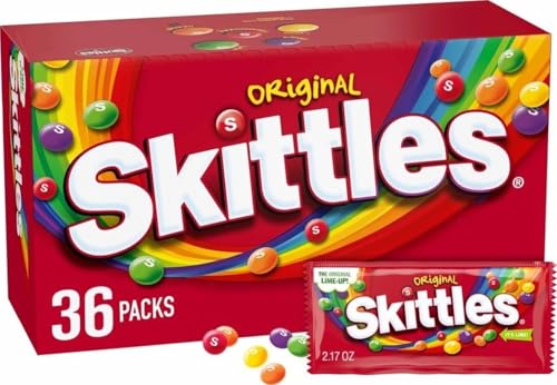 Image of SKITTLES Original Chewy Candy, Full Size Bulk Candy, 2.17oz, Pack of 36