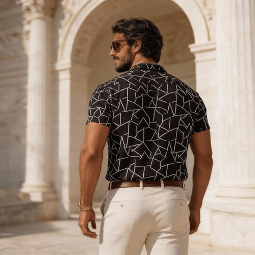 Image of Lymio Men Shirt || Men Embroidery Design Shirt || Half Slevee Shirt Men || Cotton Shirt (Available Also Packs) (Embro-Zigzag)