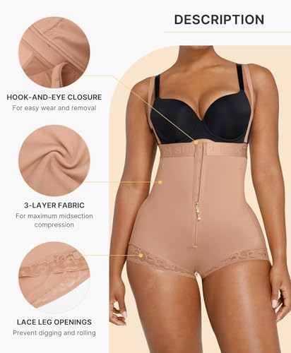 Image of SHAPELLX Fajas Colombianas Shapewear for Women Tummy Control Postpartum Body Shaper Butt Lifting Open Bust Bodysuit